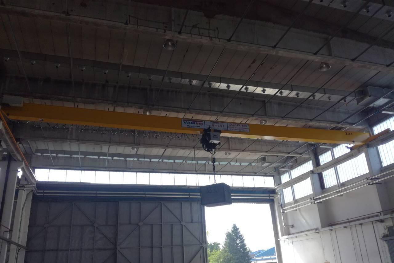 Jednogredna mosna dizalica 3,2 t, raspona 22 m, sa kranskim šinama 2 x 60 m